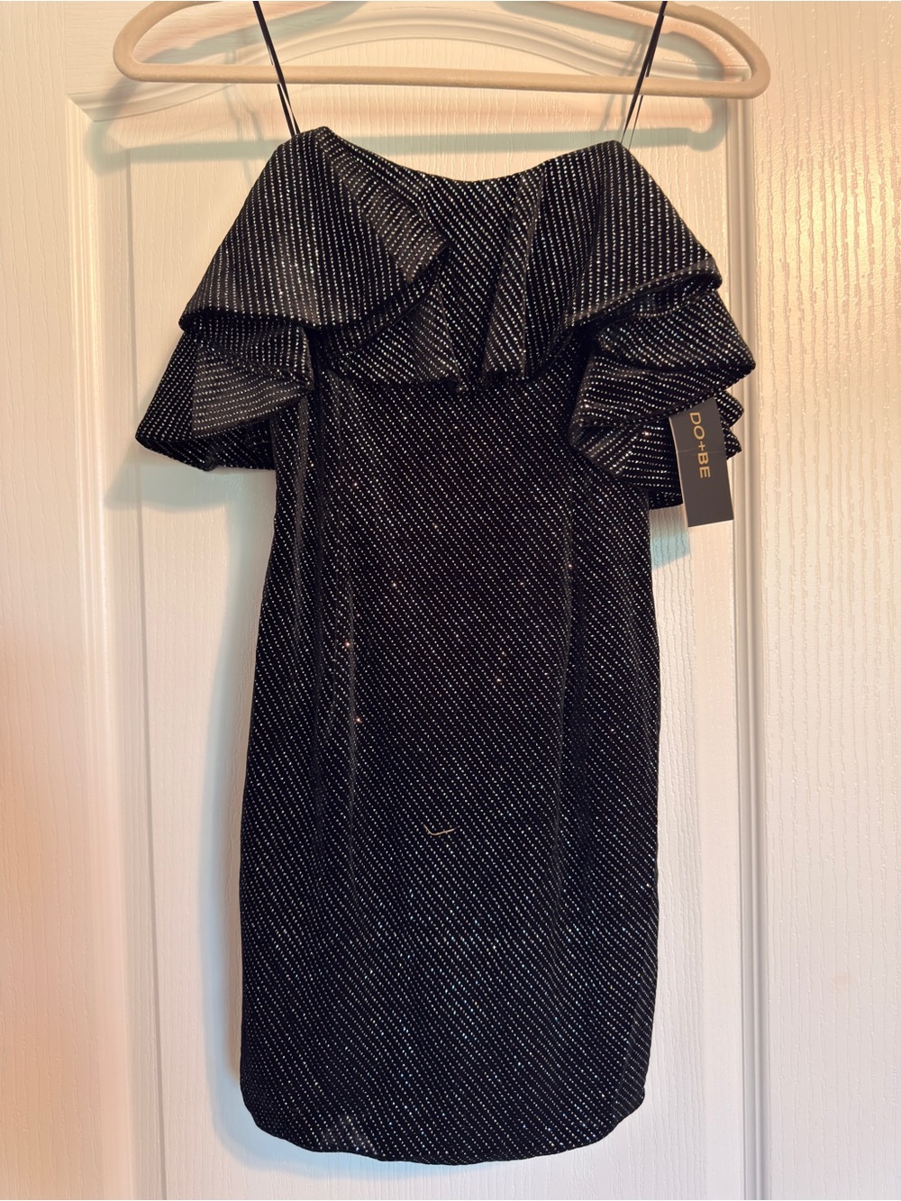 DO+BE Black Strapless Ruffle Cocktail Dress